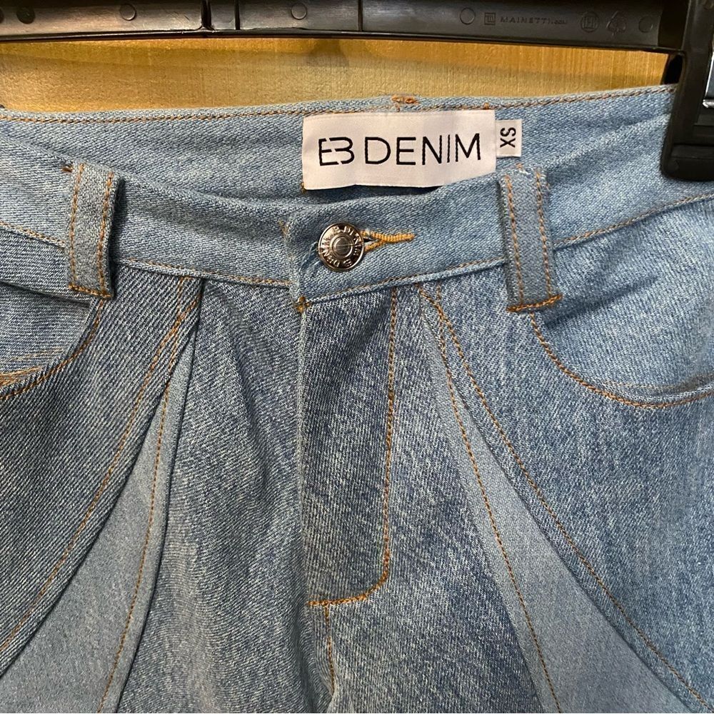 EB Denim patchwork jeans Vien Straight Leg Medium Wash pieced Revolve XS - Picture 10 of 12